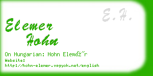 elemer hohn business card